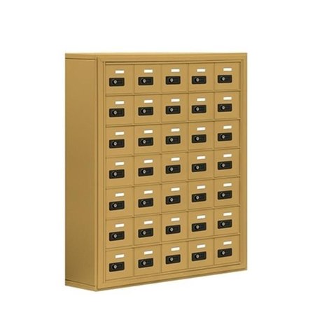 SALSBURY INDUSTRIES Salsbury 19078-35GSC Cell Phone Storage Locker 7 Door High Unit - 8 Inch Deep Compartments - 35 A Doors - Gold - Surface Mounted - Resettable Combination Locks 19078-35GSC